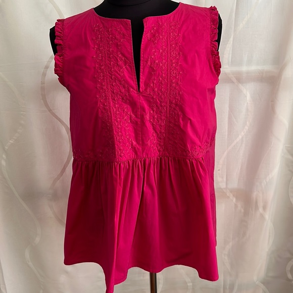 Ann Taylor Tops - Ann Taylor, Pink, Sleeveless, Embroidered, Top, Size Small